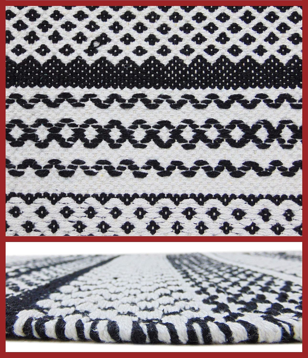 Hand Woven Cotton Rug – Natural Fiber – 2x5 ft – Artisan Crafted
