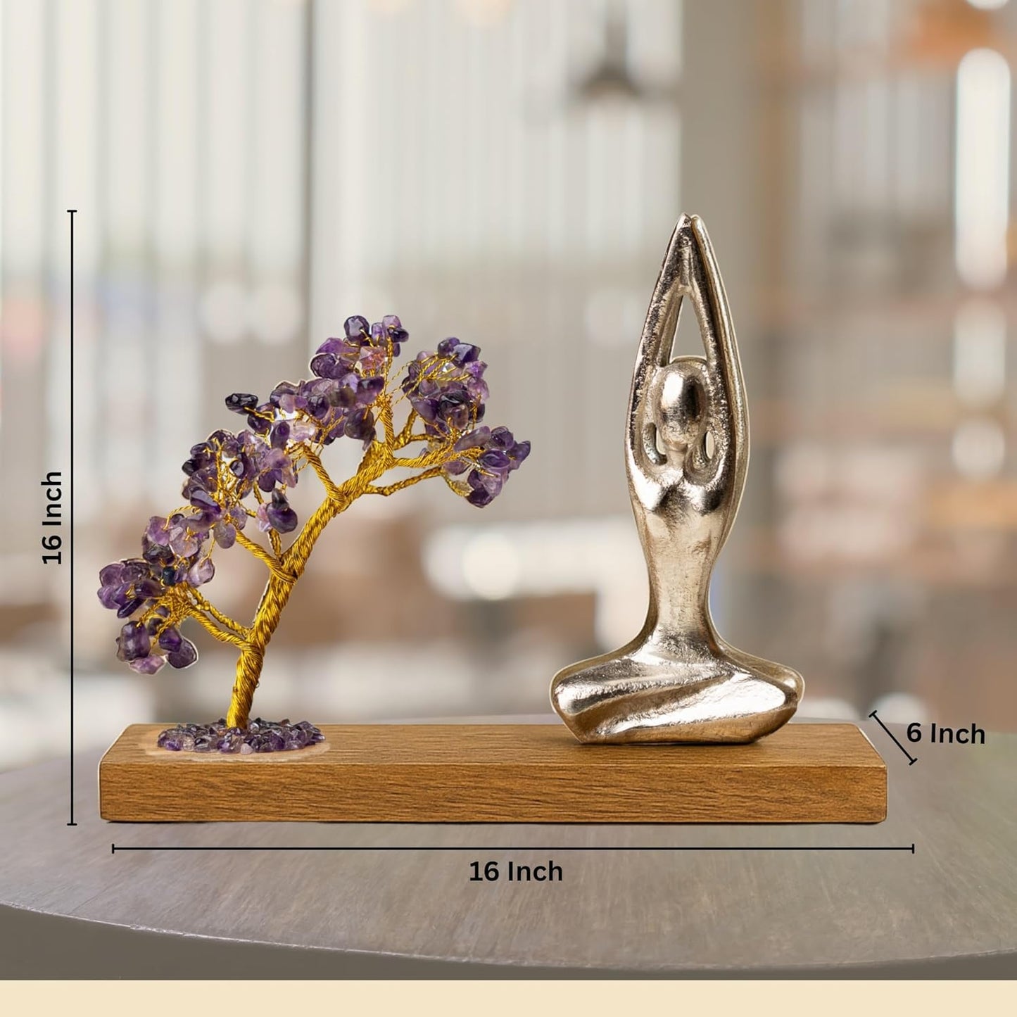 Wholesale Amethyst Crystal Tree – Handcrafted, Wood Base – 21 cm H