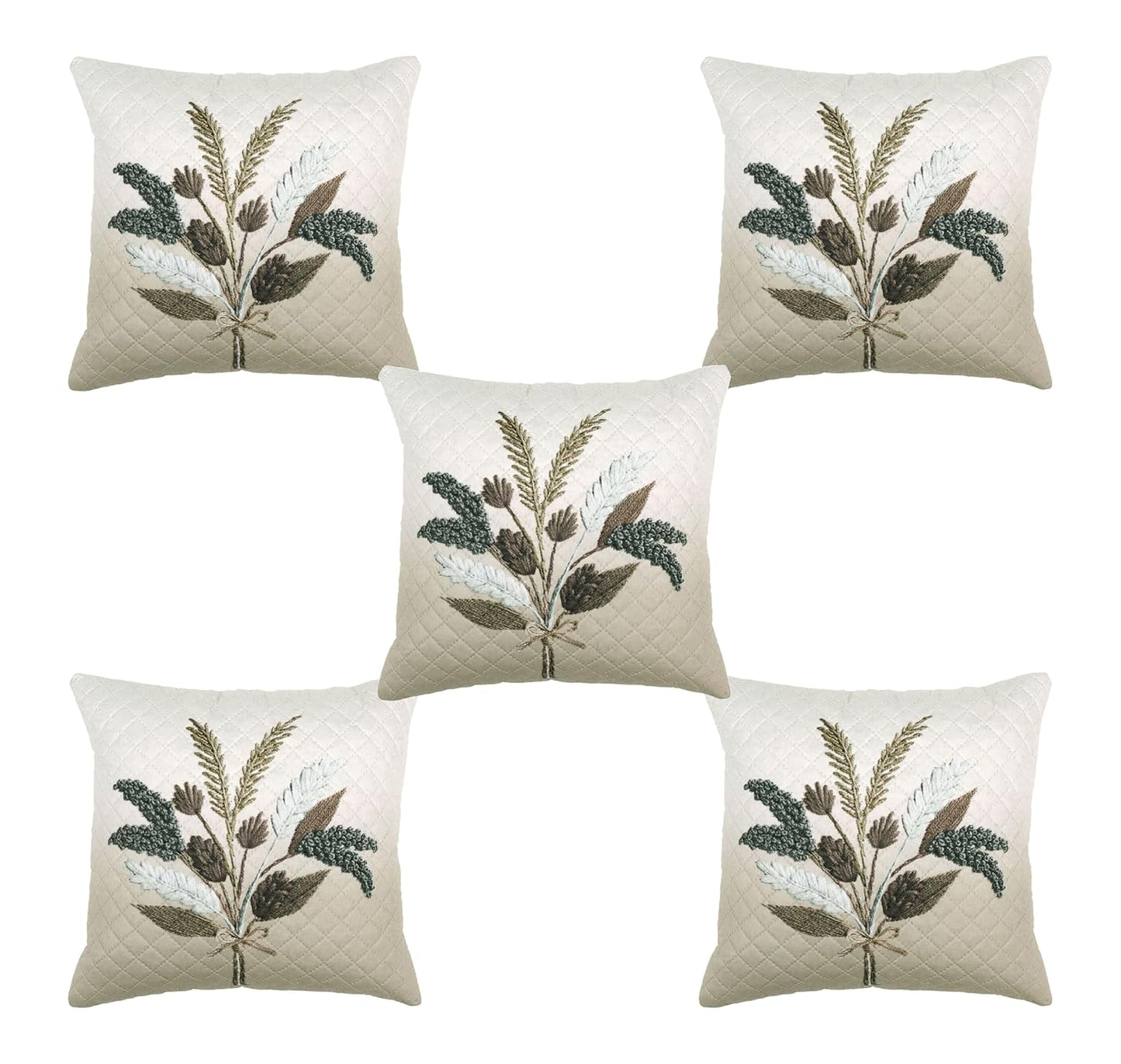 Floral Print Cushion Covers – Polycotton Blend – Invisible Zipper – 16x16 inch Set of 5