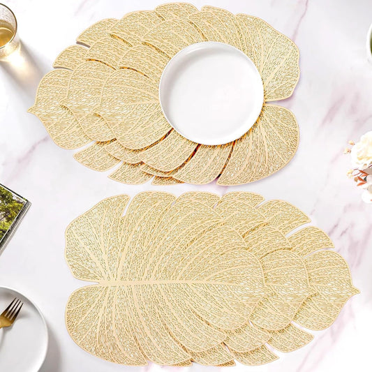 Table Placemats – PVC Leaf Design – Heat Resistant, 45x36cm, Pack of 6