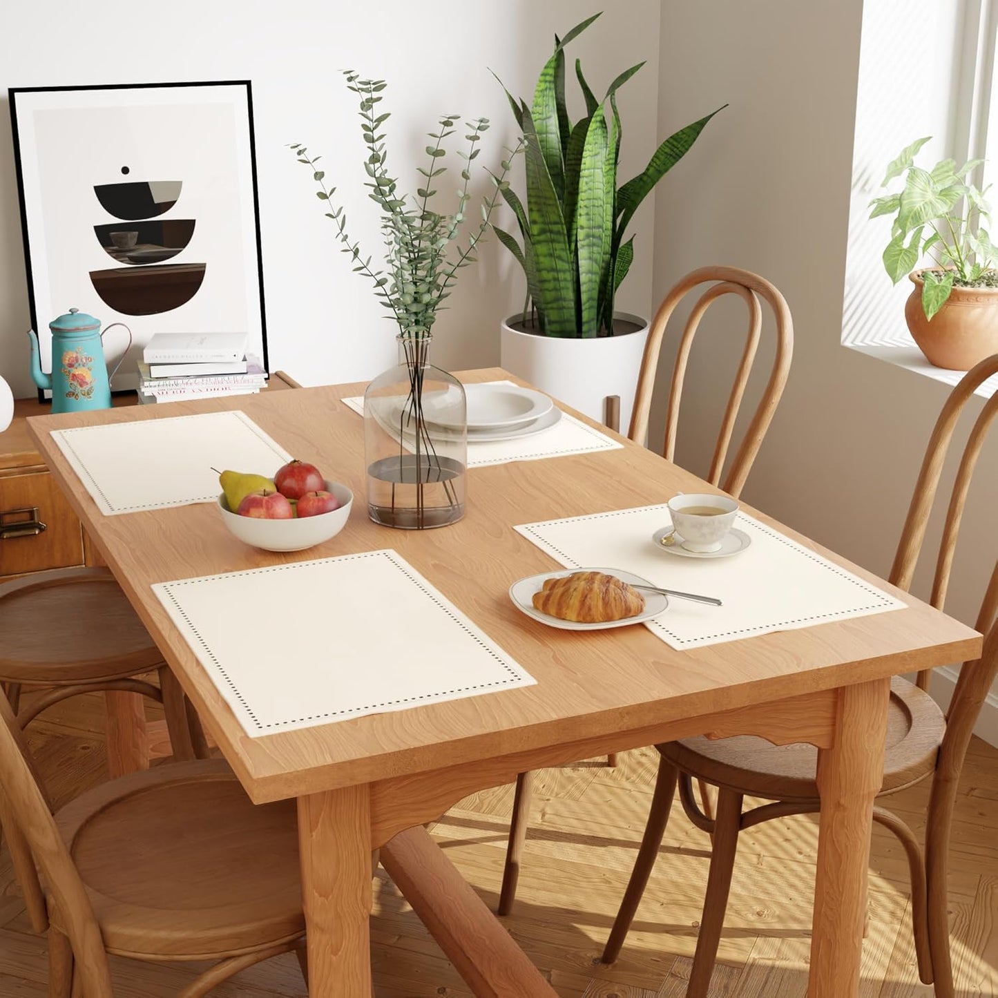 Cotton Table Mats – Hemstitched Design – 48x32 cm | 4-Pack