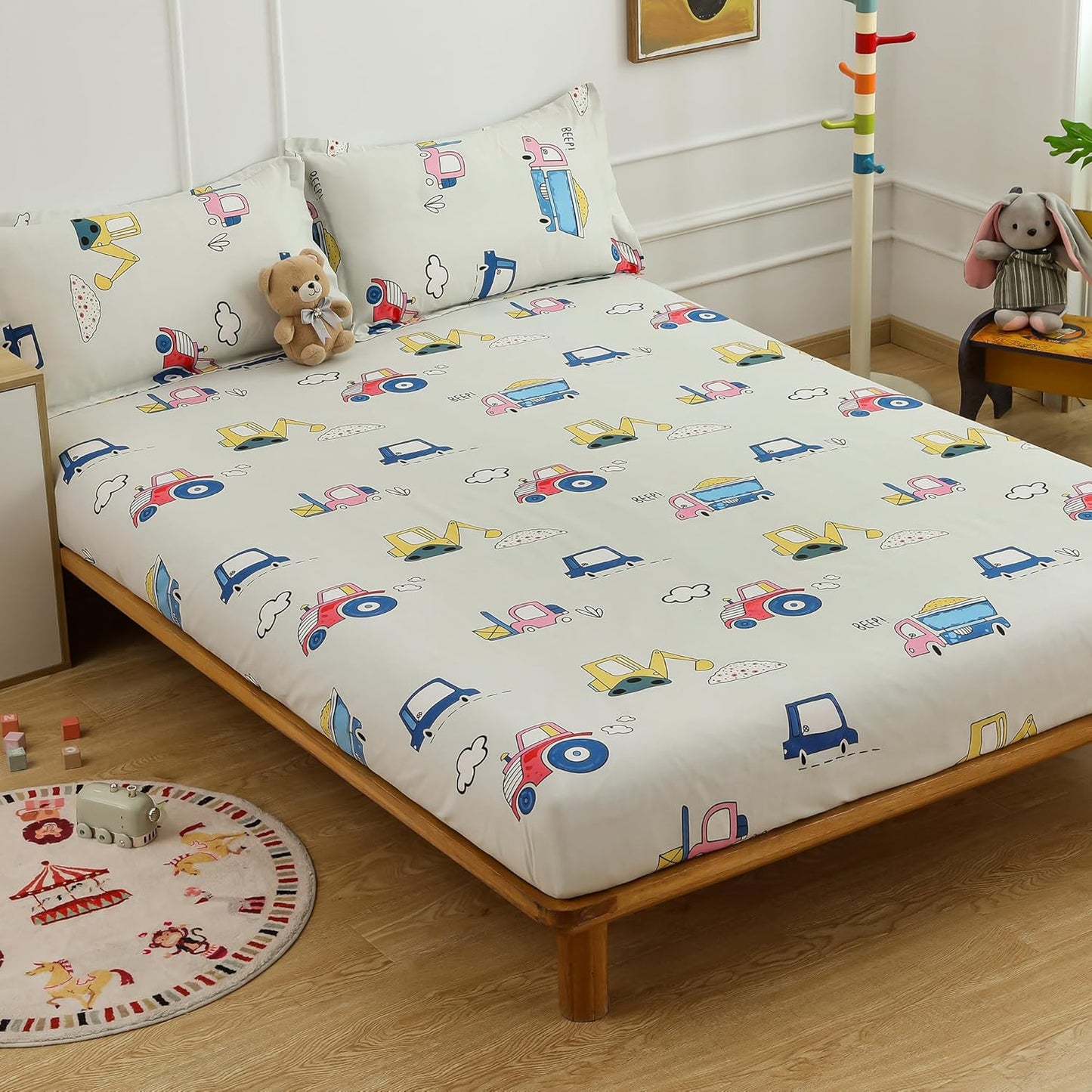 Kids Bedsheet - Microfiber Cartoon Design - Double Bed with 2 Pillow Covers