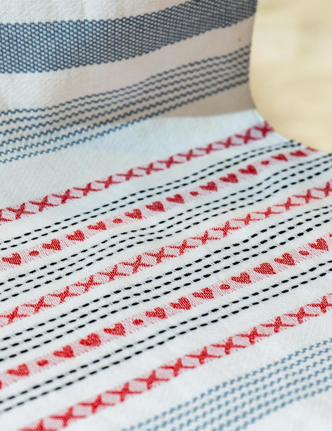 Dining Table Runner – 100% Cotton Woven – 15x76 Inch (4-6 Seater) – Red-Grey