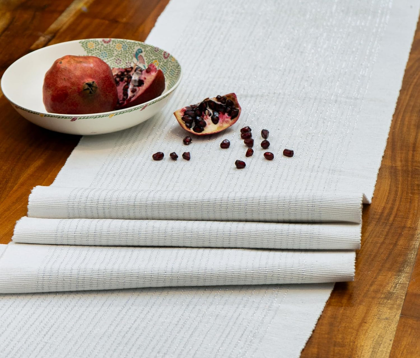 Wholesale Table Runner – Ribbed Cotton, Glitter Stripe – 63x14 inch (4-6 Seater)