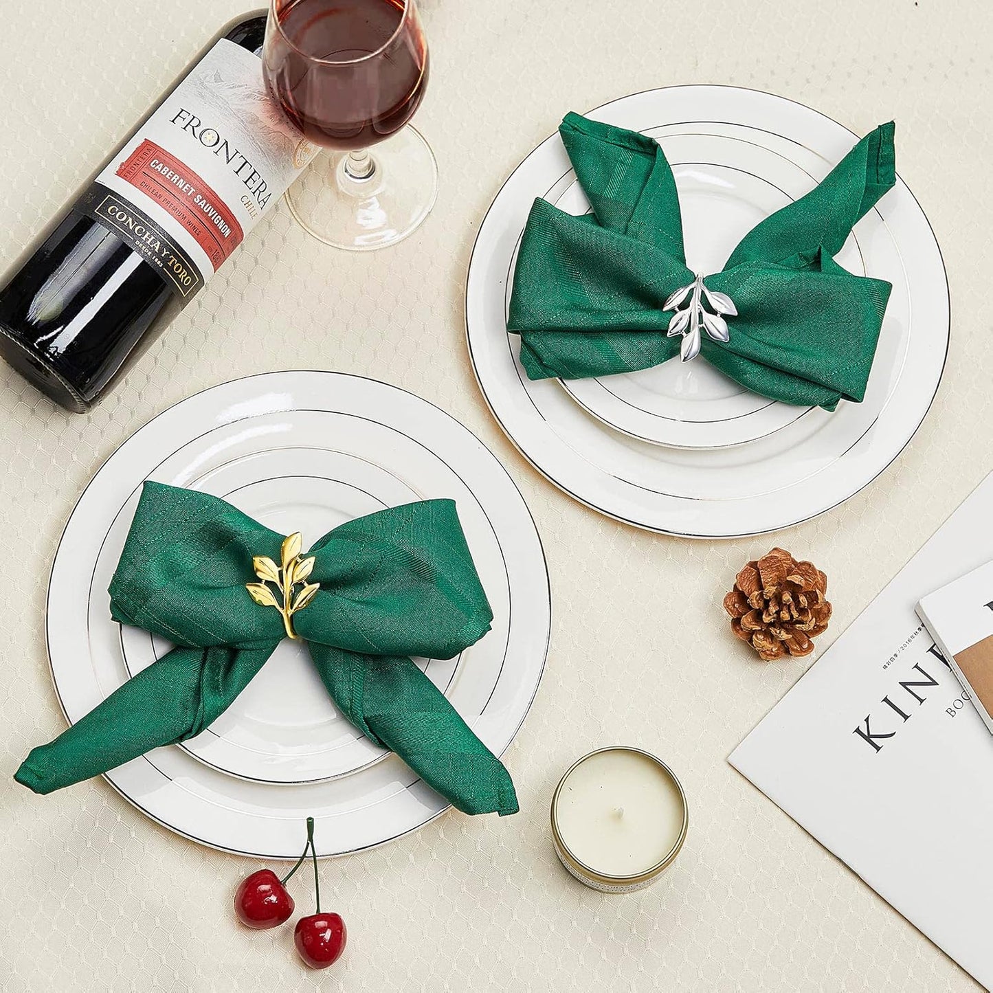 Golden Leaf Napkin Rings – Tabletop Accessory – Durable Golden Metal – Set of 6