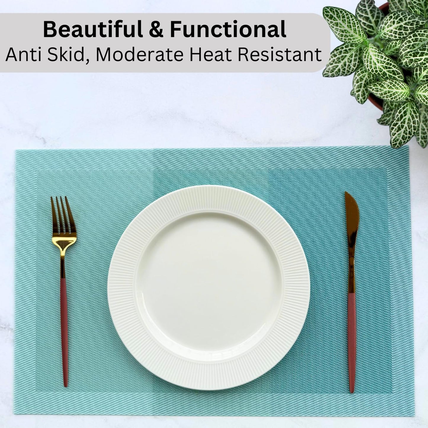 Woven PVC Dining Placemats – Heat Resistant, Anti-Skid – Set of 4