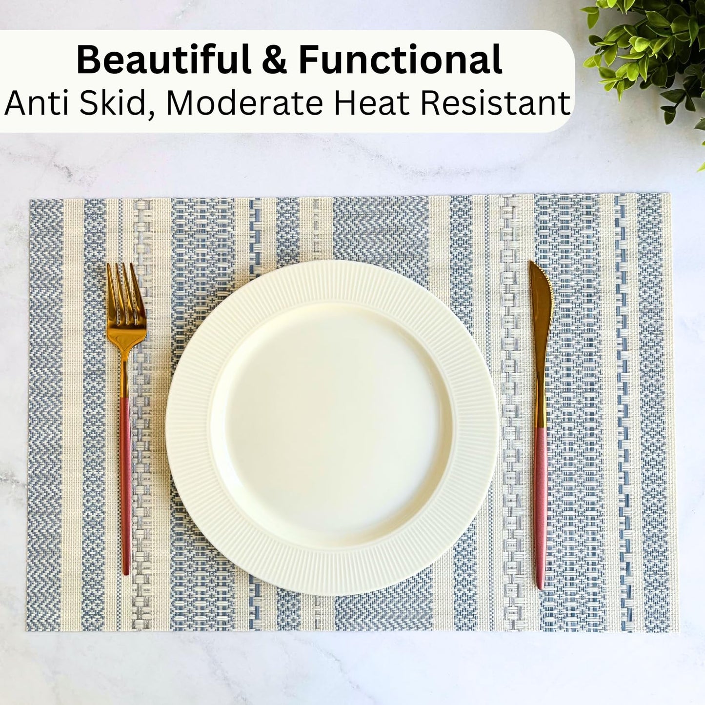 Dining Table Placemats – Woven PVC Vinyl – Set of 4 – Anti-Skid
