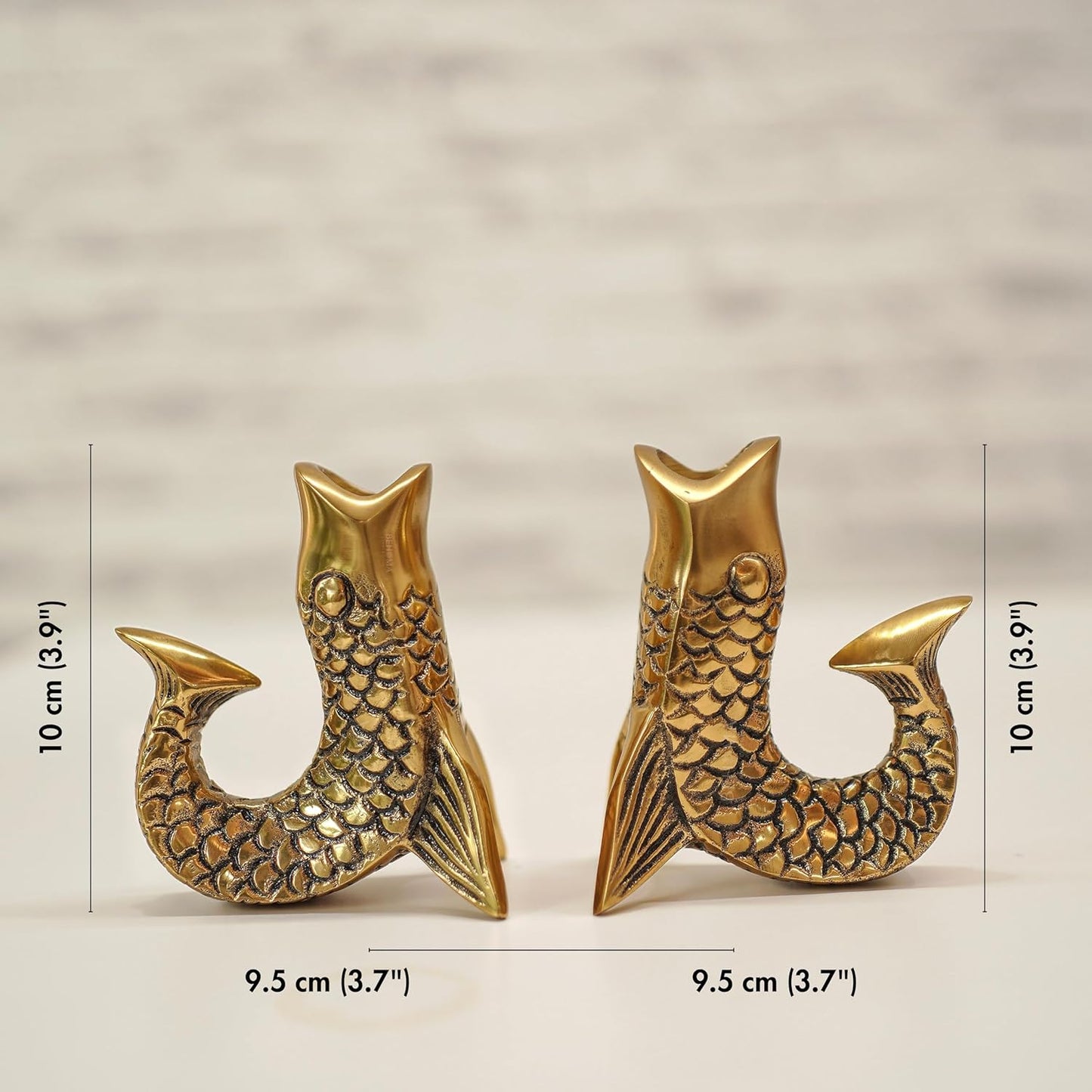 Aluminum Fish Figurine Candle Holder – Antique Gold Finish – Set of 2 | Wholesale Home Decor