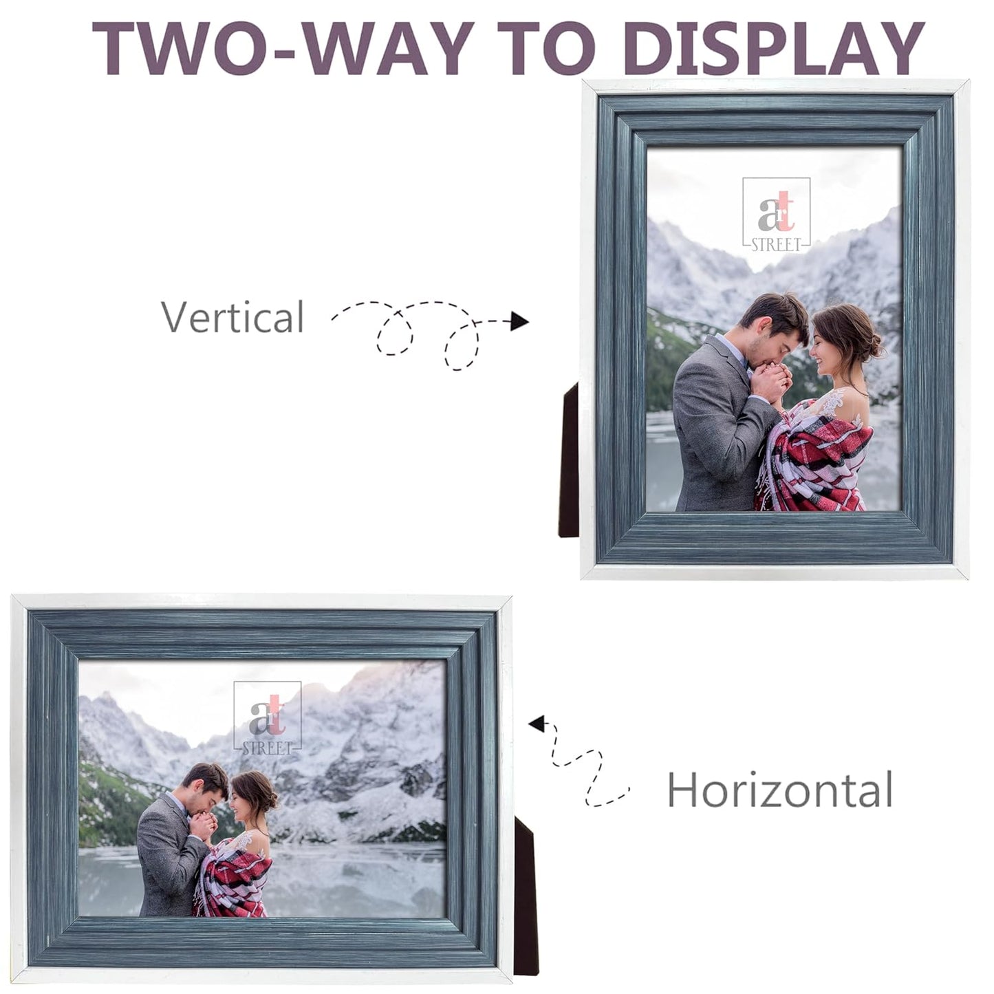 Table Top Photo Frame – Wooden Picture Frame – Blue-White Finish – 5x7 inch