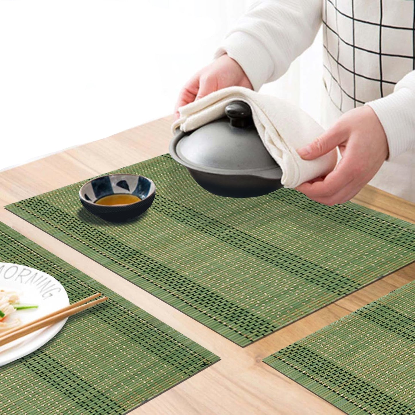 Placemats – Reversible Bamboo Dining Mats – Set of 6, 45x30 cm