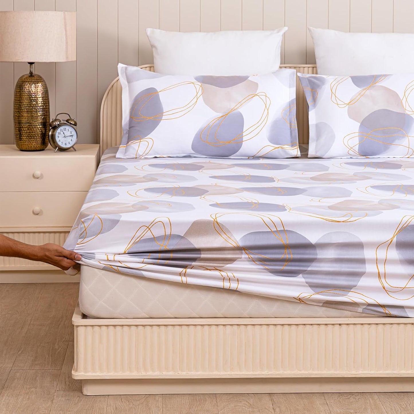 Bedsheet | Long-staple Cotton Elastic Fitted | 3pc Set, 198cm x 183cm