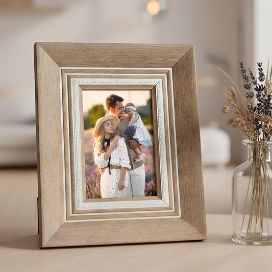 Elegant Tabletop Photo Frame – Wood & Plexi Glass – 4x6 Inch with Back Stand