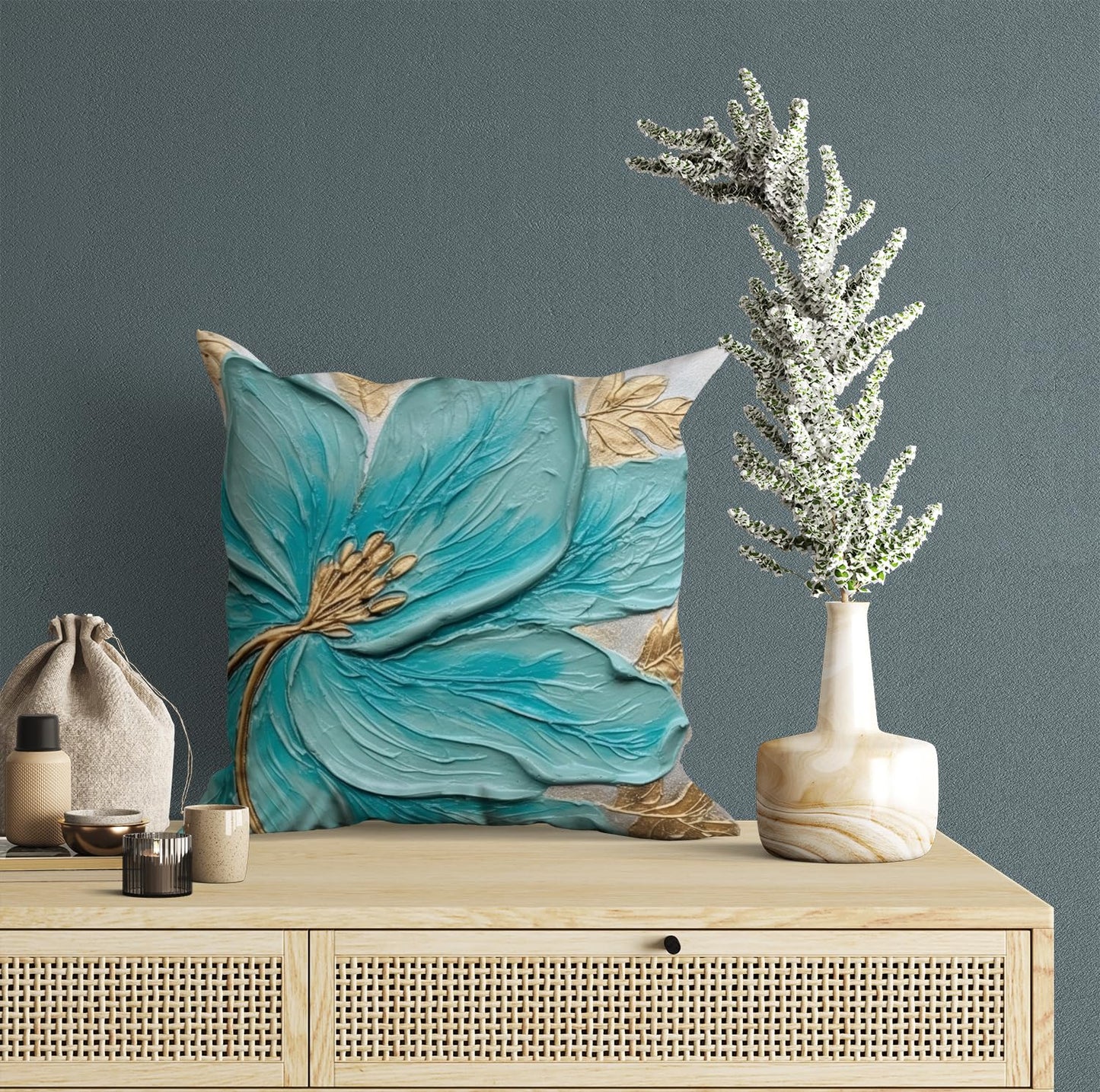Wholesale Cushion Covers – Flower Print Satin – 16x16 Inch Set of 5