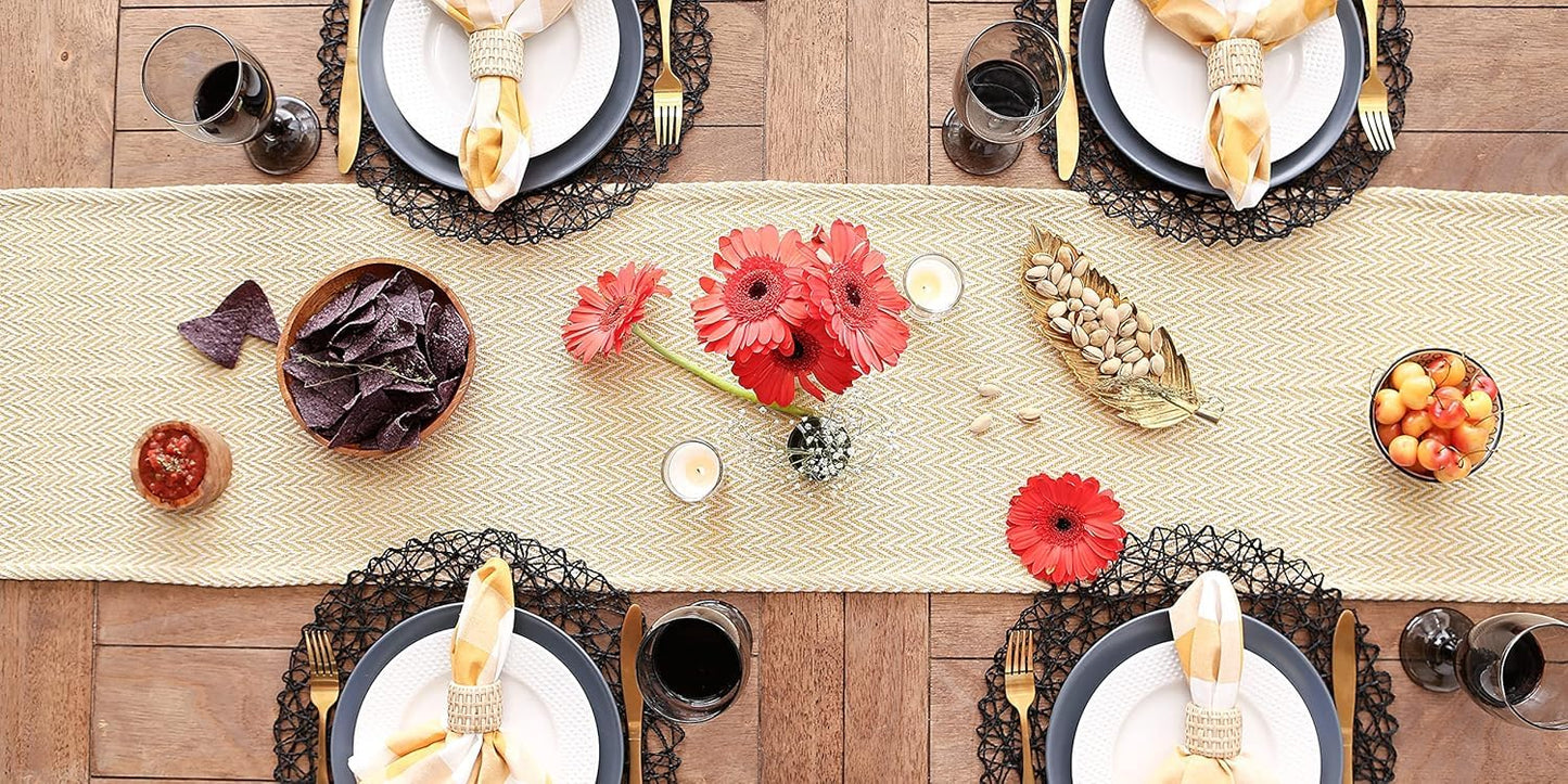 Cotton Chevron Table Runner – Dining Linen – Handcrafted – 13x72 Inches