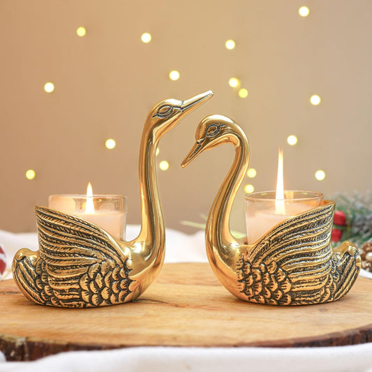 Decorative Swan Sculpture Pair – Aluminium Gold Finish – Assorted Sizes