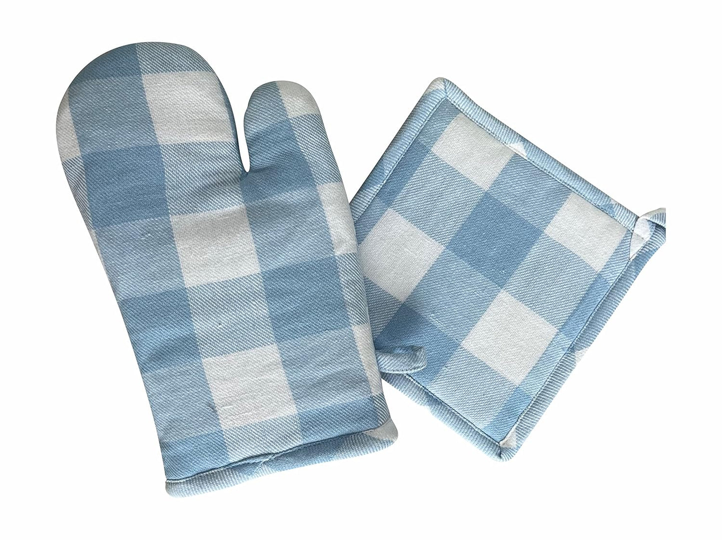 Heat Resistant Oven Glove & Pot Holder Set – Kitchen Textile – Thick Padded Cotton – 18x30cm