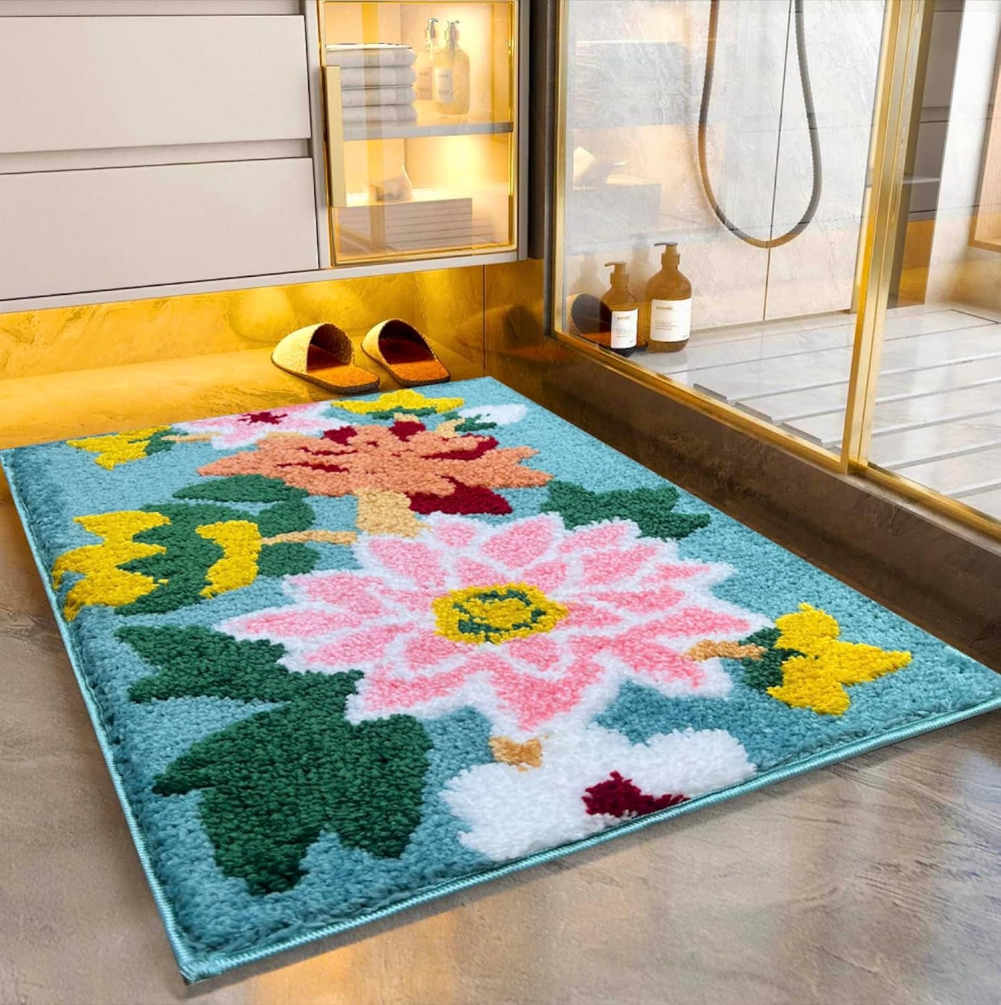 Super Soft Microfibre 2000 GSM Bath Mat (50x80 cm) Pack of 1 | Absorbent, Anti-Skid Door/Floor Mat for Home (Green)