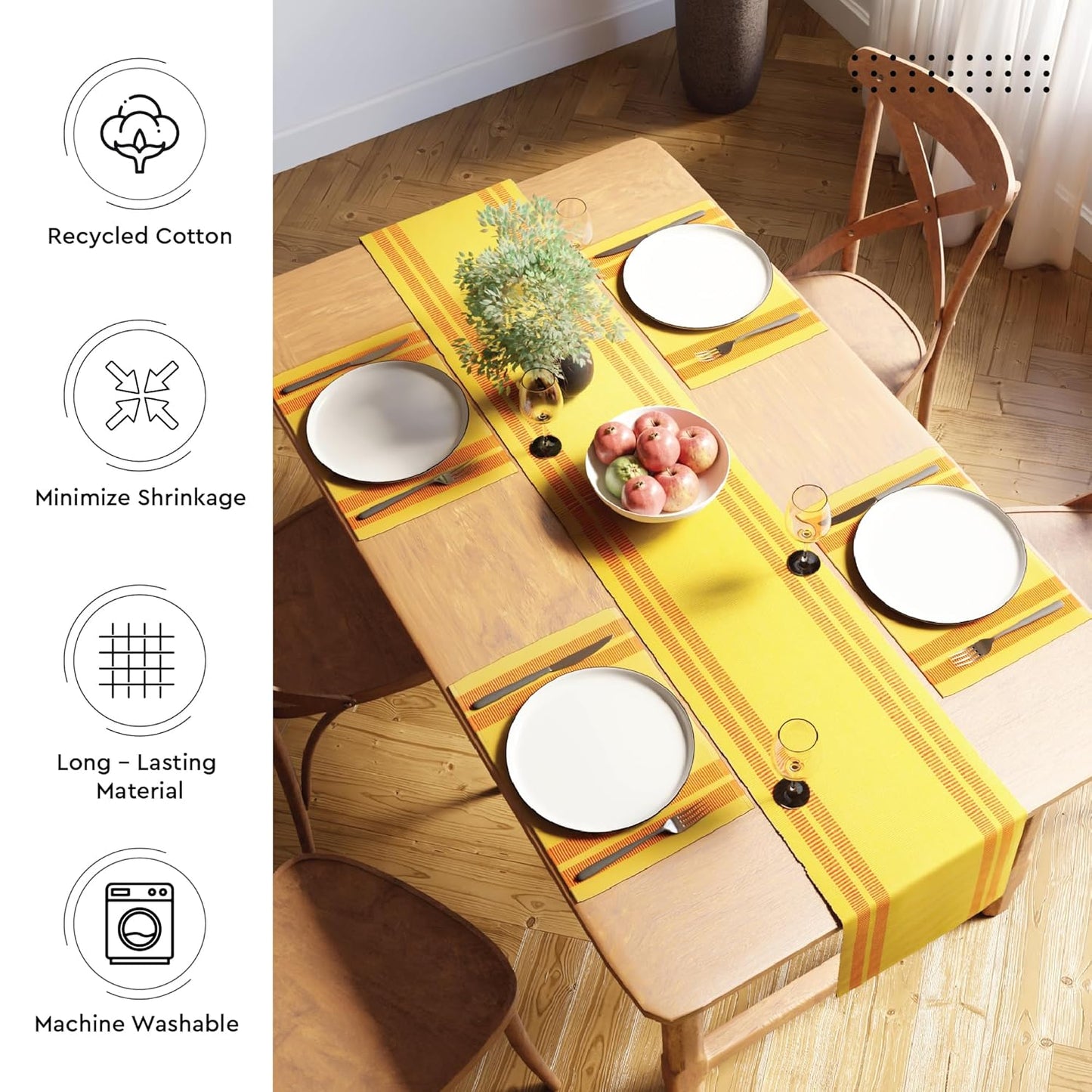 Dining Table Runner – Encasa XO Yarn Dyed Fine Ribbed Cotton – 32x183 cm