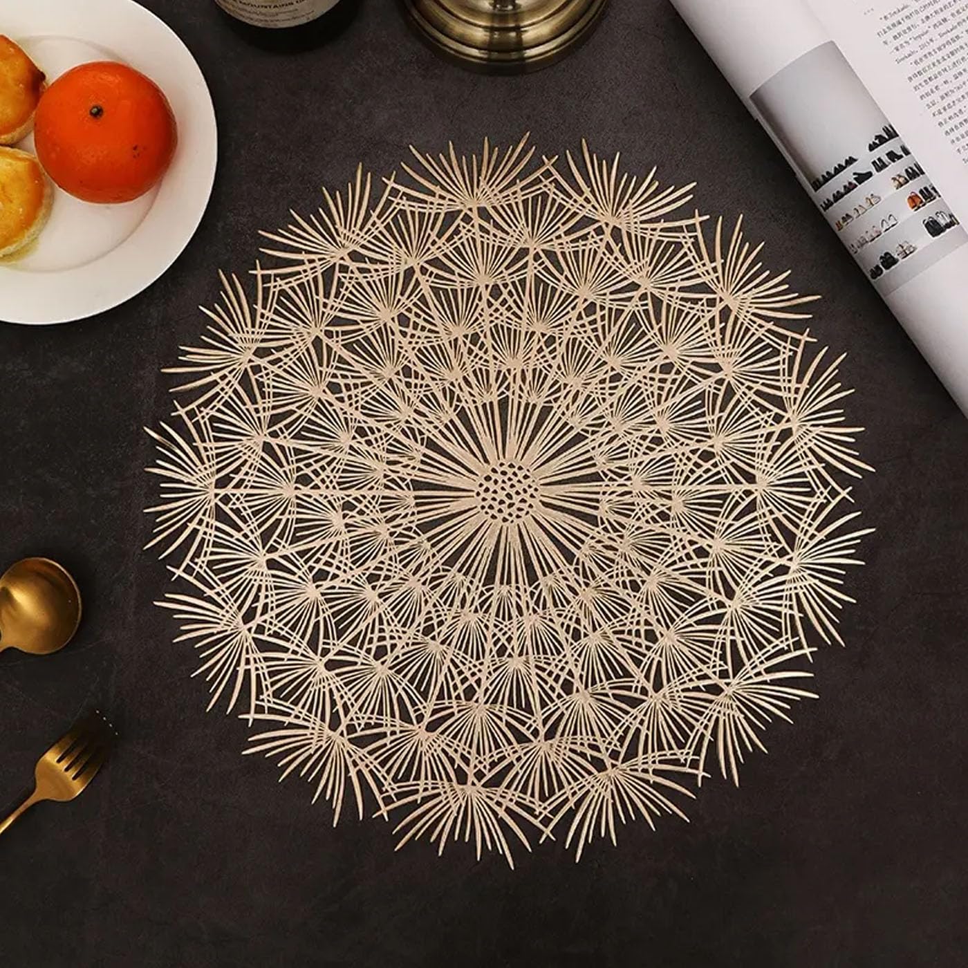 Table Placemats – PVC Heat Resistant Round – Set of 6 (38 cm)