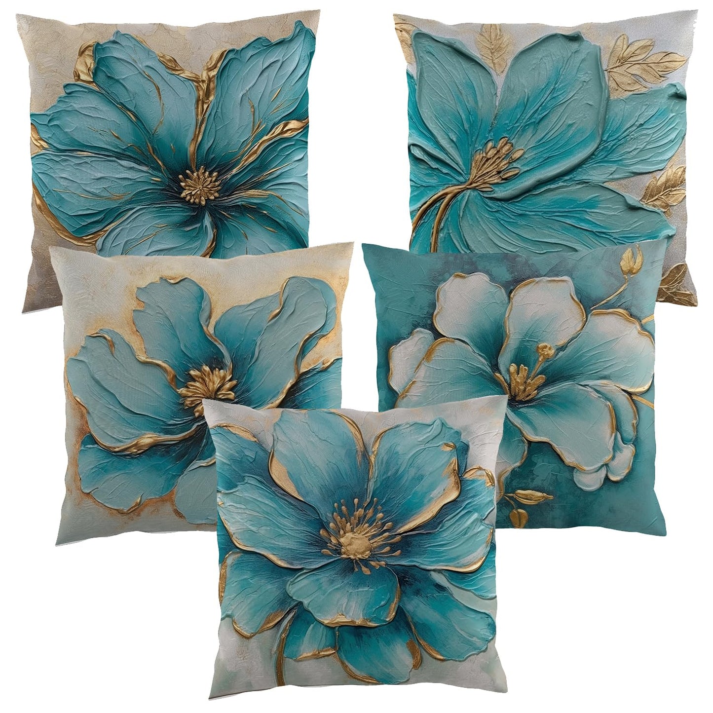 Wholesale Cushion Covers – Flower Print Satin – 16x16 Inch Set of 5