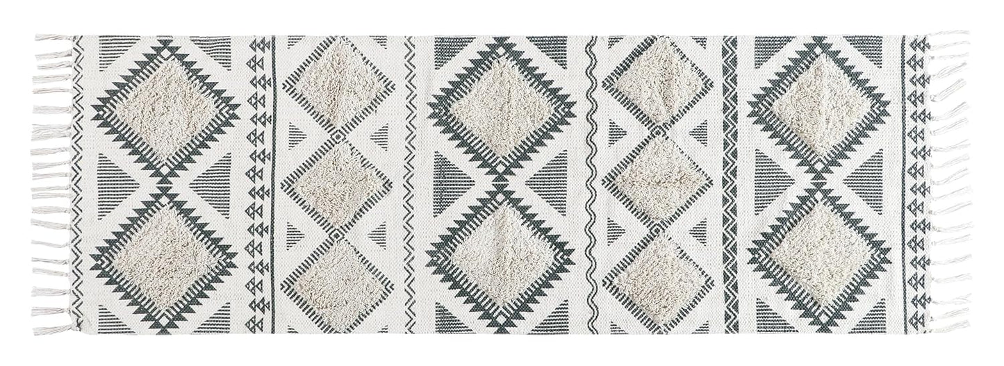 Tufted Cotton Runner Rug – Hand-Woven Natural Cotton – 2x5 Feet