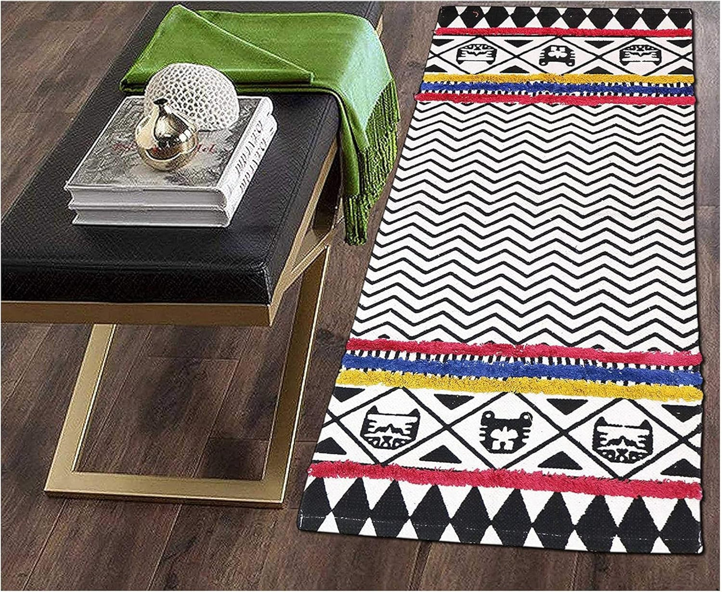 Cotton Hand Woven Rug – Natural Fibre – 2x5 ft (60x152 cm) – Export Quality