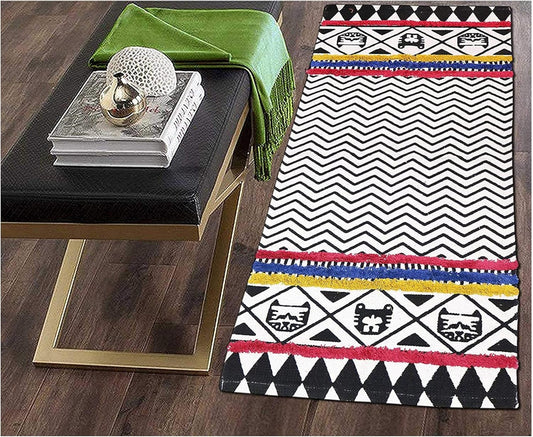 Cotton Hand Woven Rug – Natural Fibre – 2x5 ft (60x152 cm) – Export Quality