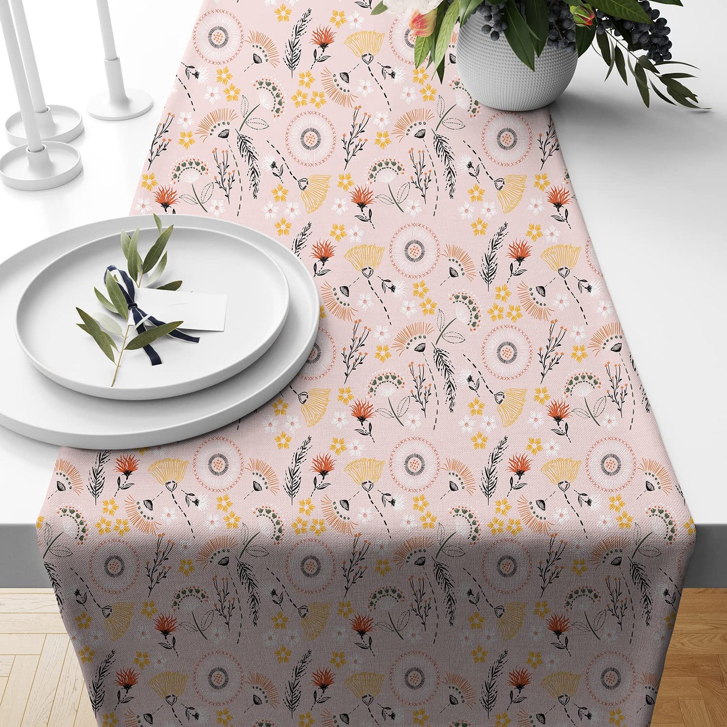 Wholesale Floral Poly Cotton Table & Bed Runner – 13x72 Inches