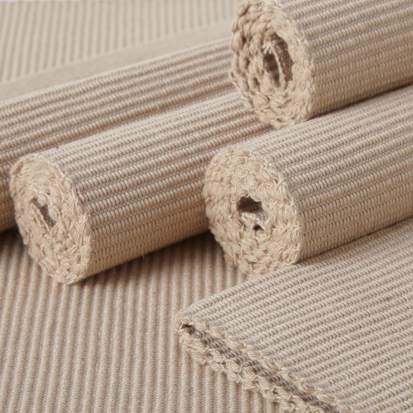 Dining Table Mats – Heat-Resistant Ribbed Cotton – Set of 6 (48x32 cm)