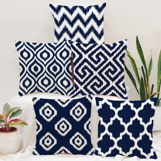 Cushion Covers – Polycotton Ikat Geometric Print – 16x16 Inch (Set of 5) – Wholesale
