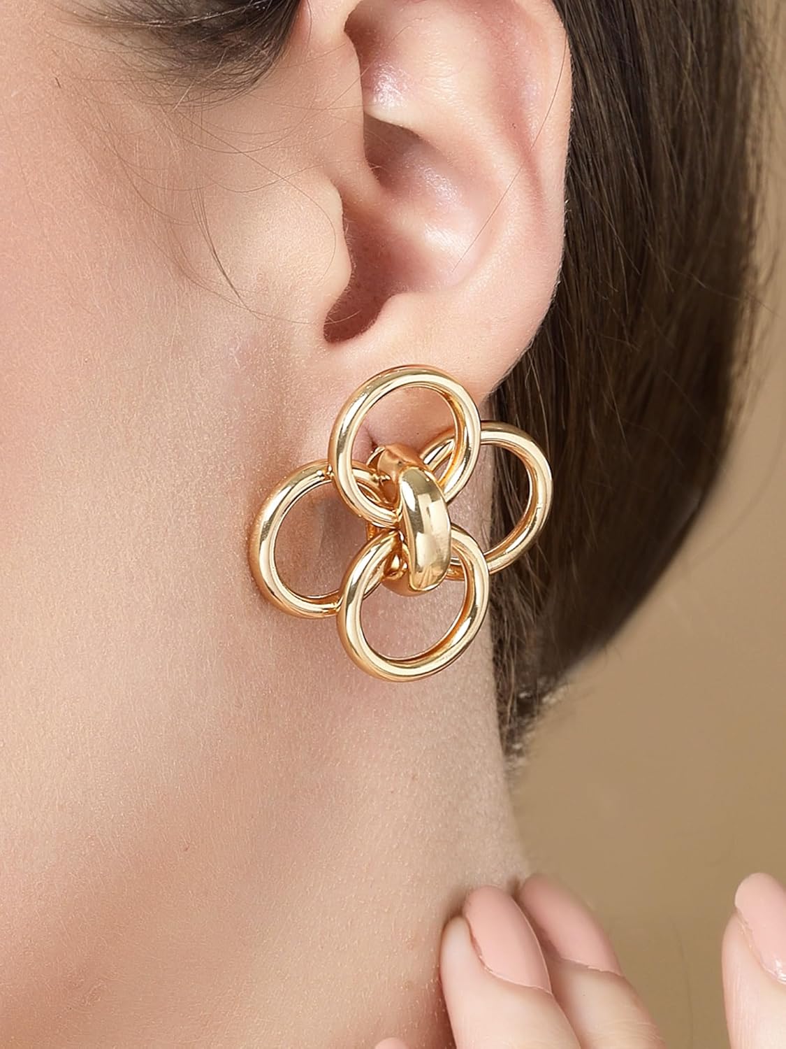 Multi Loop Stud Earrings – Fashion Jewellery – Gold Plated Finish – Individual Pair