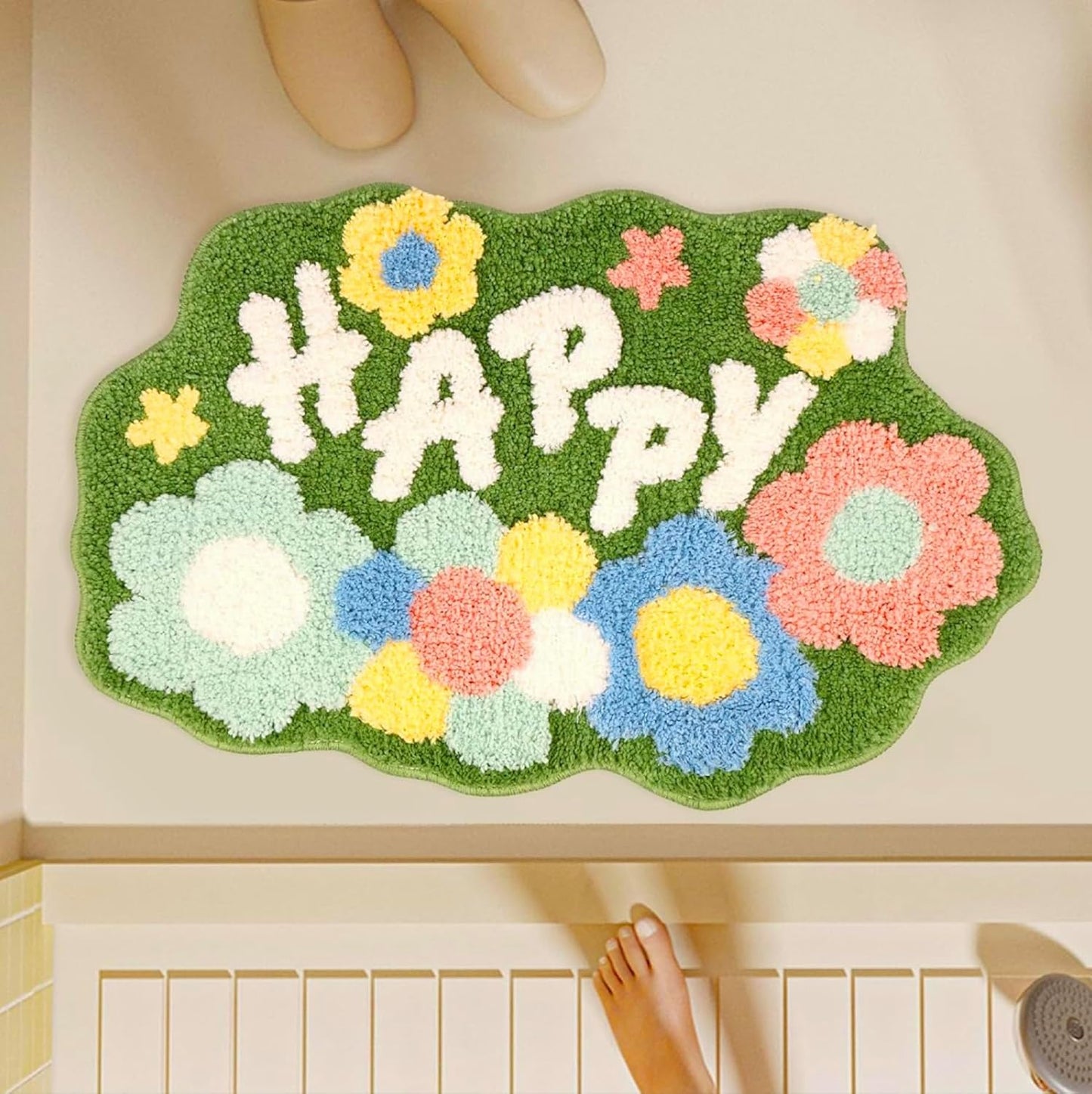 Happy Super Soft Anti-Skid 2000 GSM Microfiber Mat (40x60 cm) Pack of 1 | Absorbent Bath, Kitchen, Door Floor Mat