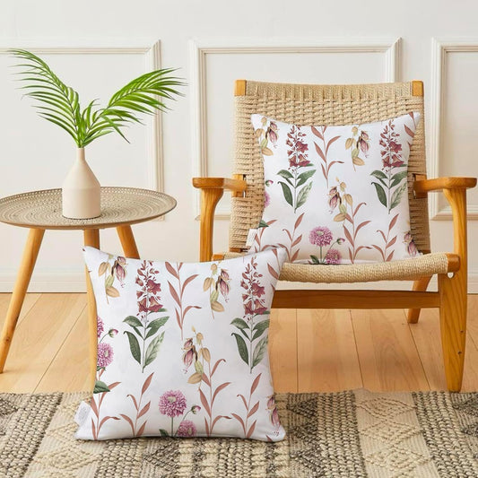 Wholesale Cushion Covers – Organic Cotton Jacquard Floral – 16x16 Inch (40x40cm), Set of 2
