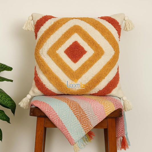 Cushion Cover – 100% Cotton Handmade Multicolor – 16x16 Inch, Pack of 2