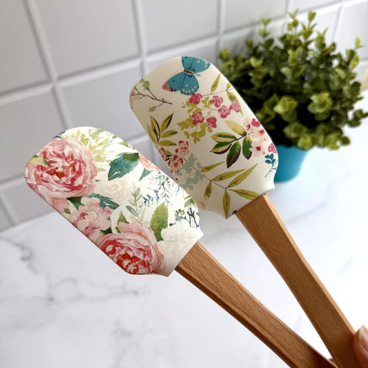 Designer Printed Baking Spatulas – Silicone Spatula Set – Food Grade & Non-Stick – Set of 2