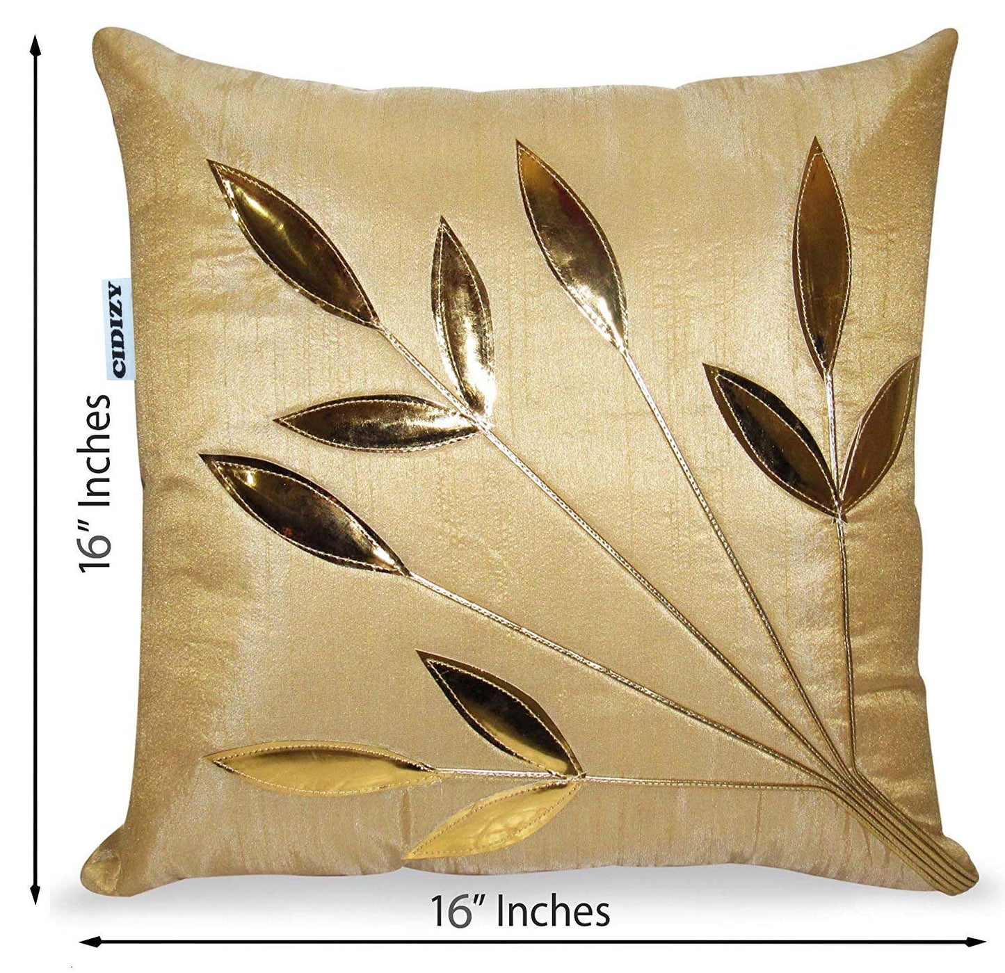 Cushion Covers – Dupion Silk Floral Gold Leaf – 16x16 Inch Set of 5 Wholesale