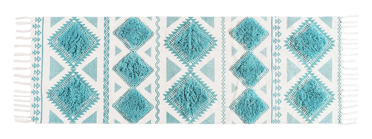 Hand Woven Cotton Rug – Tufted Designer Runner – 2x5 ft (60x152 cm)