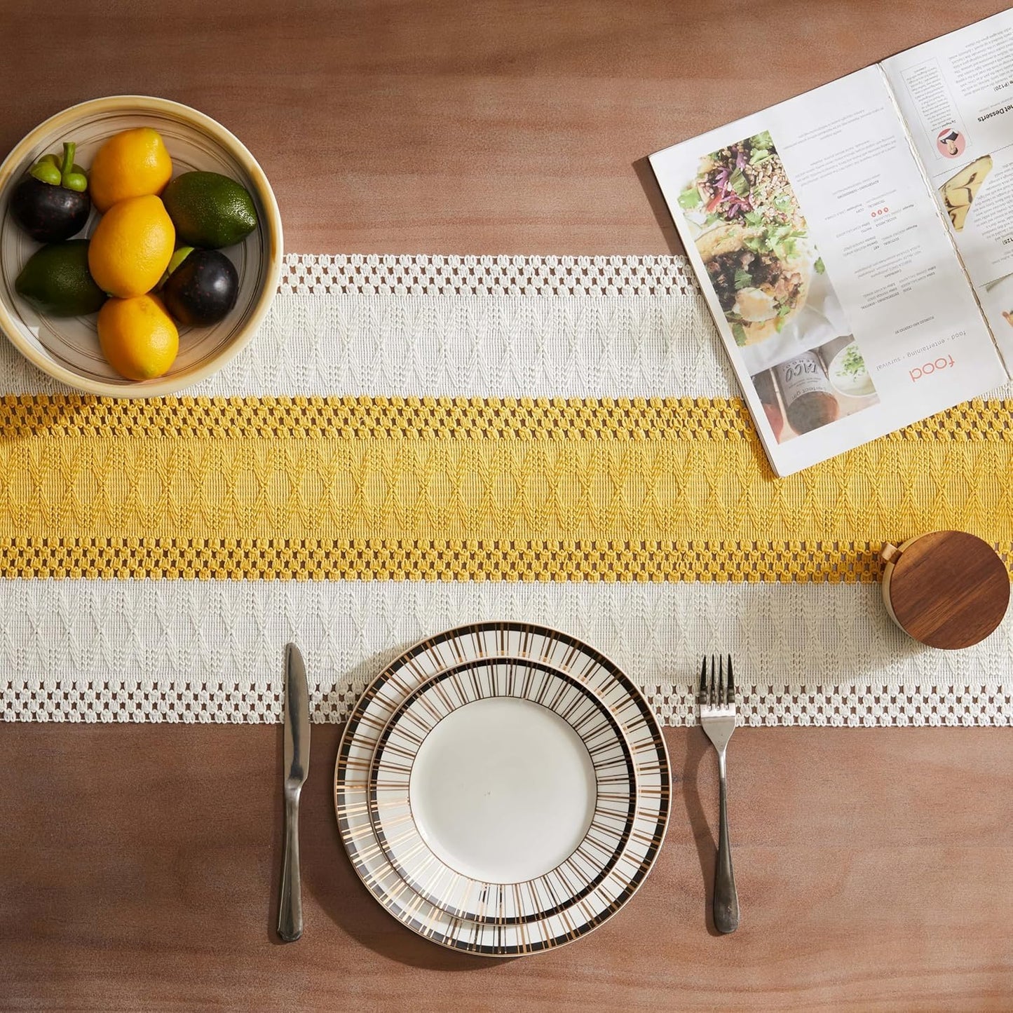 Bicolor Stitch Table Runner – Dining Linen – Cotton Blend – 12x72 Inch Single Unit