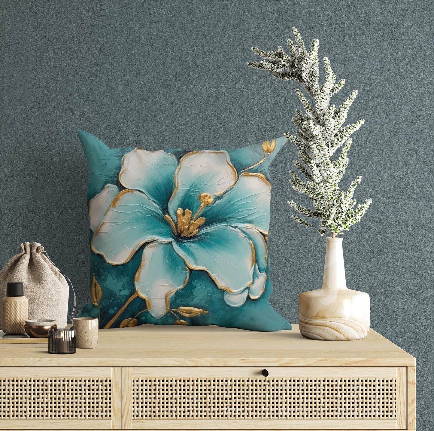 Wholesale Cushion Covers – Flower Print Satin – 16x16 Inch Set of 5