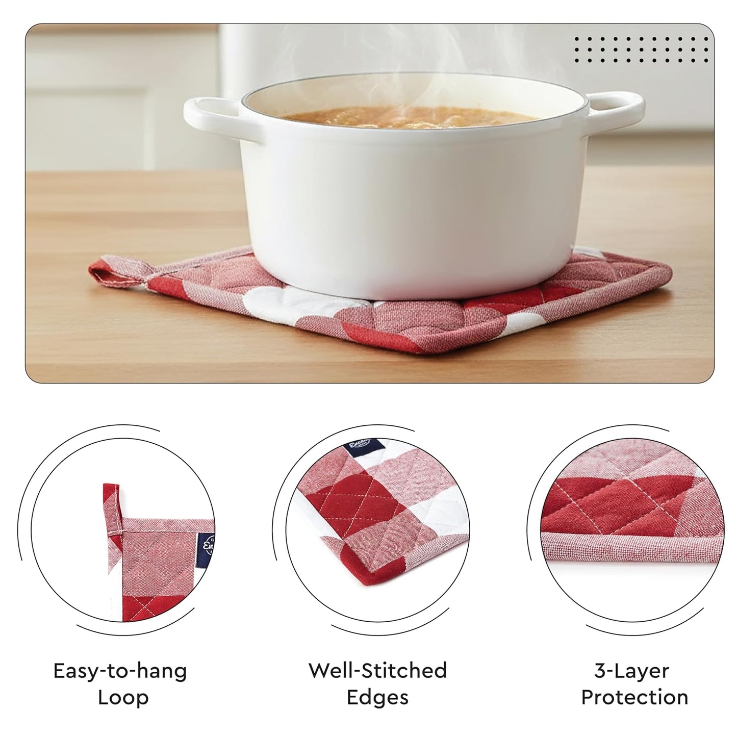 Kitchen Apron Set – 100% Cotton – Heat Resistant, Adjustable Fit – 3-Piece Combo