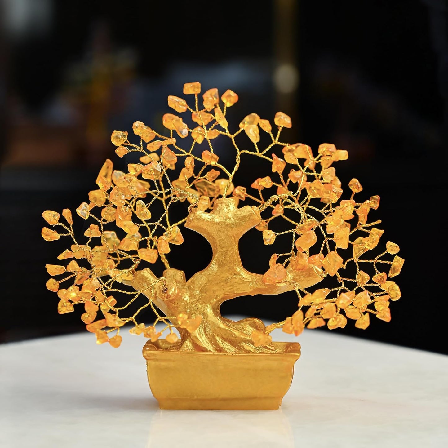 Feng Shui Gemstone Tree – Citrine Crystal Bonsai – 6x4 inch Retail Display
