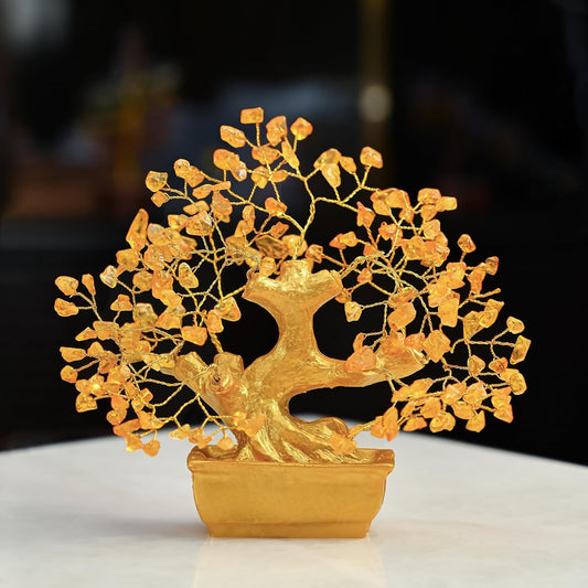 Feng Shui Gemstone Tree – Citrine Crystal Bonsai – 6x4 inch Retail Display