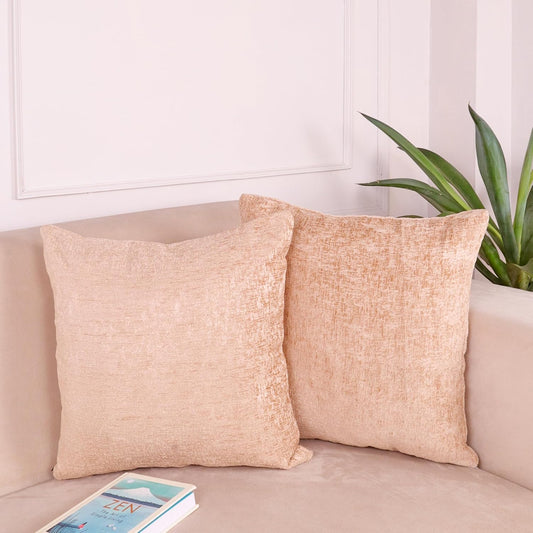 Cushion Covers – Chenille Velvet-Feel Textured – 16x16 Inch Set of 2