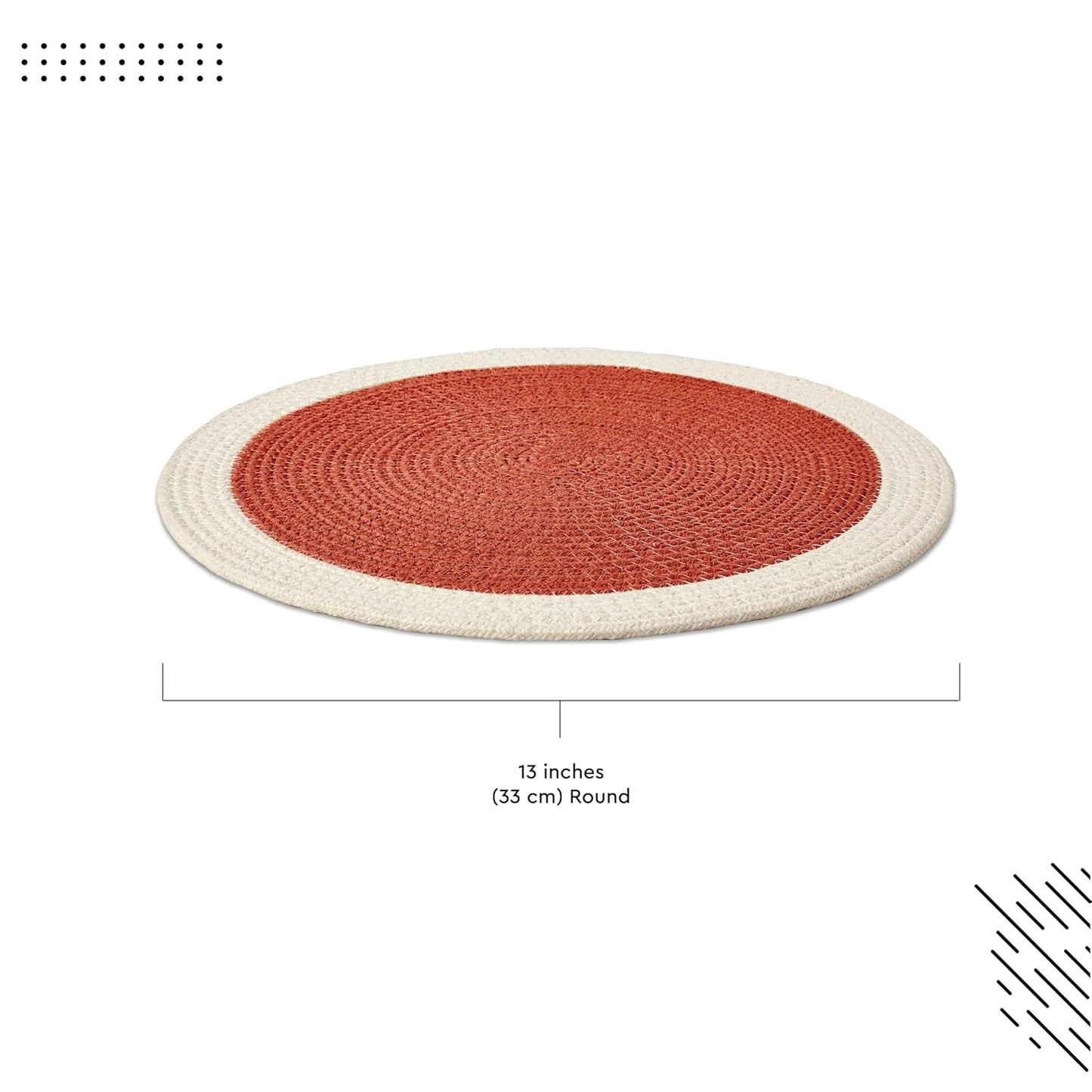 Dining Placemats – Cotton Ribbed Heat-Resistant – 32cm Round Set of 4