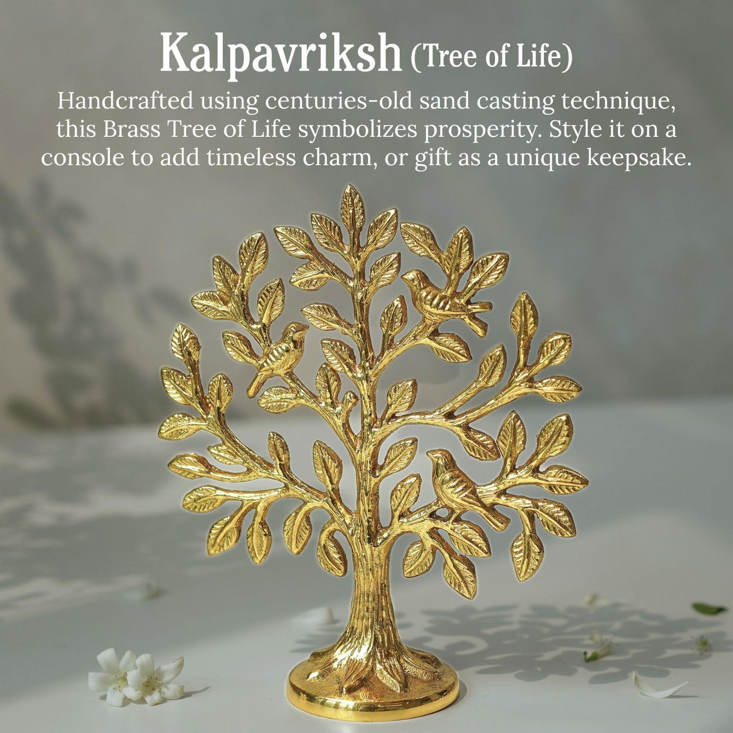 Brass Tree of Life Ornament – Pure Solid Brass – 5.9 inch Tabletop Decor