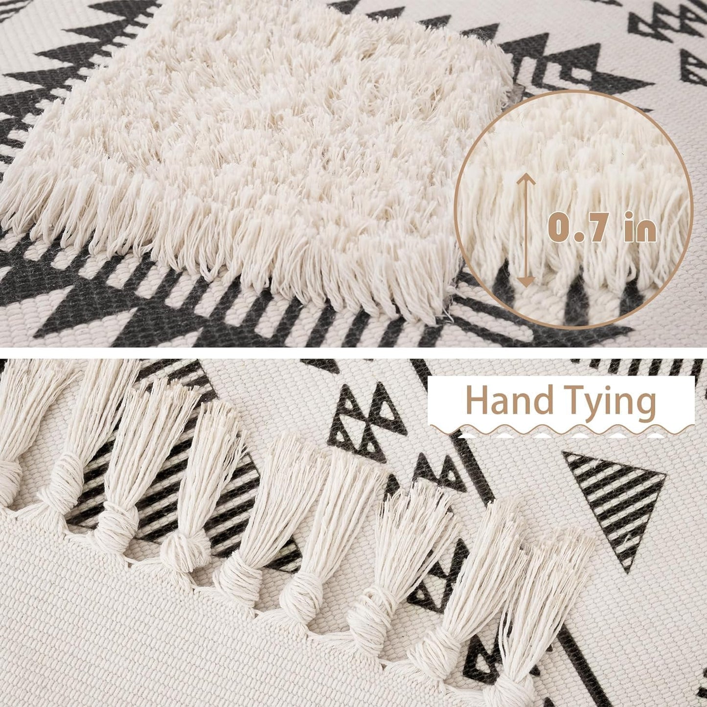 Hand Woven Tufted Rug Runner – Export Quality Cotton – 2x5 ft (60x152 cm)