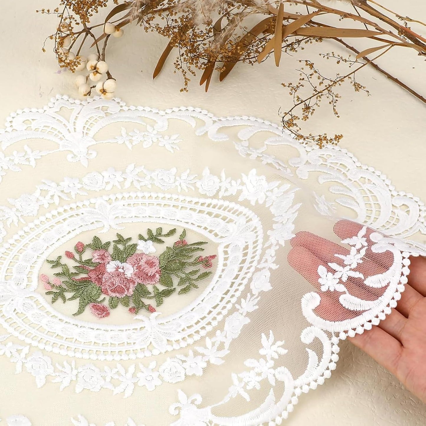Round Table Mats – Vintage Lace Cotton – 2 Pcs Set