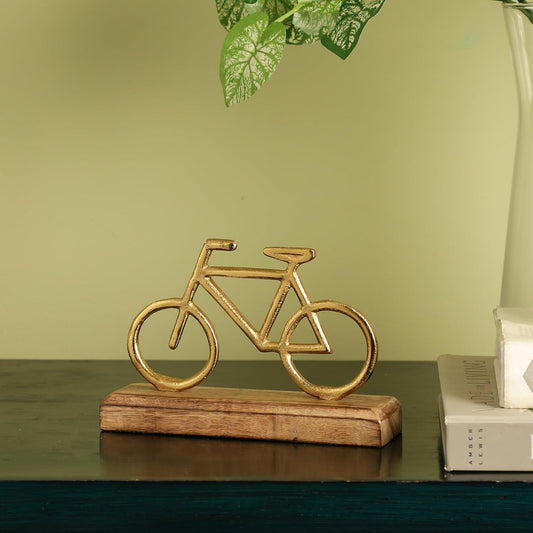 Decorative Bicycle Figurine – Metal & Wood – Vintage Tabletop Accent