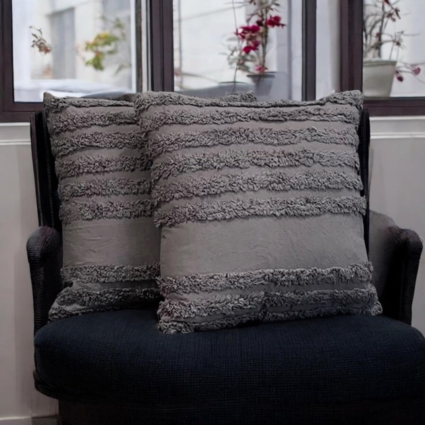 Tufted Cushion Cover – 100% Cotton Boho Style – 16x16 inch