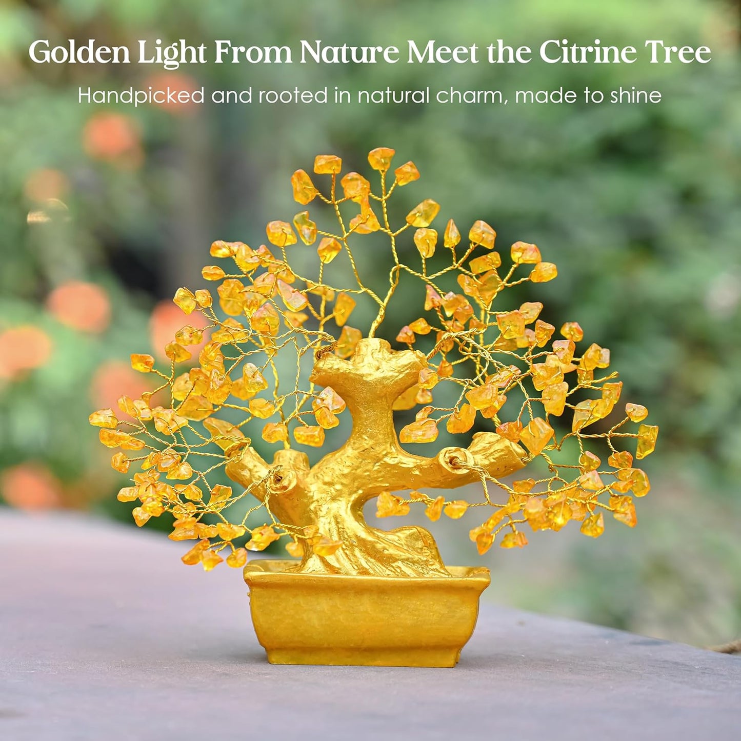 Feng Shui Gemstone Tree – Citrine Crystal Bonsai – 6x4 inch Retail Display